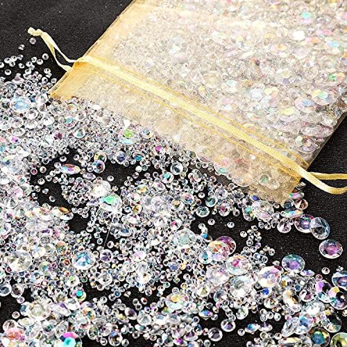 FENGCHUANG 4000 Stück AB-Farben Diamanten Deko, Deko Diamanten für Kinder, Glitzernde Deko Kristallsteine, Glas dekosteine für Hochzeitsdekorationen, Tischaufsätze, Vasenfüller (3 Größen) von FENGCHUANG