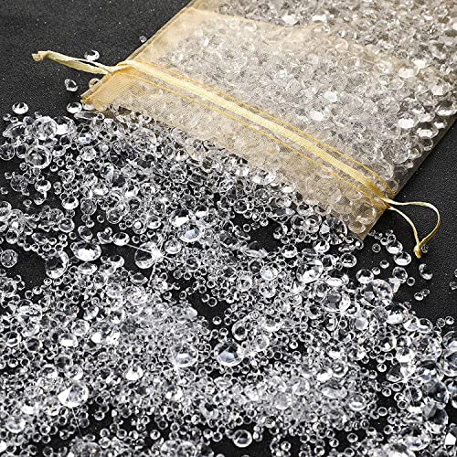 FENGCHUANG 4000 Stück Diamanten Deko Weiße Klare, Deko Diamanten für Kinder, Glitzernde Deko Kristallsteine, Glas dekosteine für Hochzeitsdekorationen, Tischaufsätze, Vasenfüller (3 Größen) von FENGCHUANG