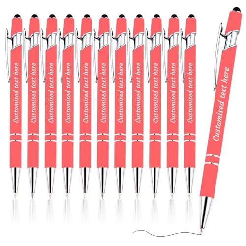 FENGHUO 12 Stück personalisierte Stifte,Kugelschreiber mit Lasergravur,Individuell gestaltete Kugelschreiber mit Stylus-Spitze,Druckkugelschreiber mit schwarzer Tinte für Frauen und Männer von FENGHUO