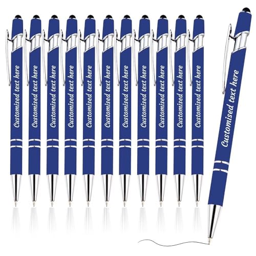 FENGHUO 120 Stück personalisierte Stifte,Kugelschreiber mit Lasergravur,Individuell gestaltete Kugelschreiber mit Stylus-Spitze,Druckkugelschreiber mit schwarzer Tinte für Frauen und Männer von FENGHUO