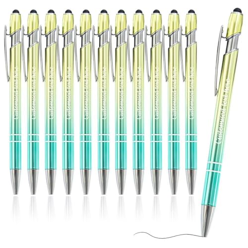 FENGHUO Individueller Kugelschreiber,Personalisierter Text Kugelschreiber,Stift mit schwarzer Tinte, Multifunktionsstift mit Stylus,Bürobedarf,Einziehbares Metallgehäuse mit Farbverlauf von FENGHUO