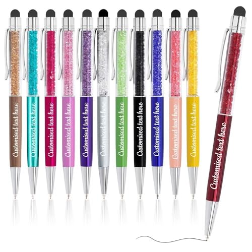 FENGHUO Personalisierte Crystal Pen mit Stylus,Metall einziehbaren Kugelschreiber,anpassbare Logo Name Pen,lustige Stift(12 Stk) von FENGHUO