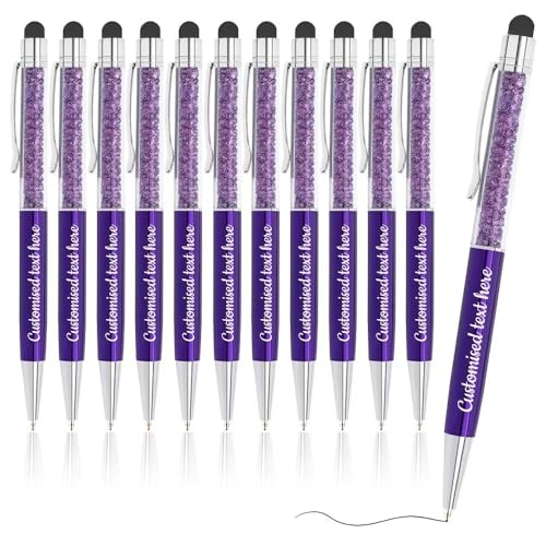 FENGHUO Personalisierte Crystal Pen mit Stylus,Metall einziehbaren Kugelschreiber,anpassbare Logo Name Pen,lustige Stift(12 Stk) von FENGHUO