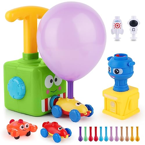 FENGQ Kinder Ballon Auto Spielzeug, 19pcs Balloon Powered Launch Car, Ballon Auto Spielzeug Set, Trägheit Power Auto Ballon, Luftballons mit Pumpe, Ballonbetriebene für Kinder Geschenk(Grün) von FENGQ