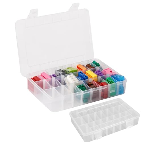 Bügelperlen Sortierbox Sortierboxen für Kleinteile Organizer Schmuck Aufbewahrungsbox Plastik Fächerbox Einstellbar Bastelbox Aufbewahrung mit Deckel Aufbewahrungsbox Transparent für Kleinteile von FENGQQKJ