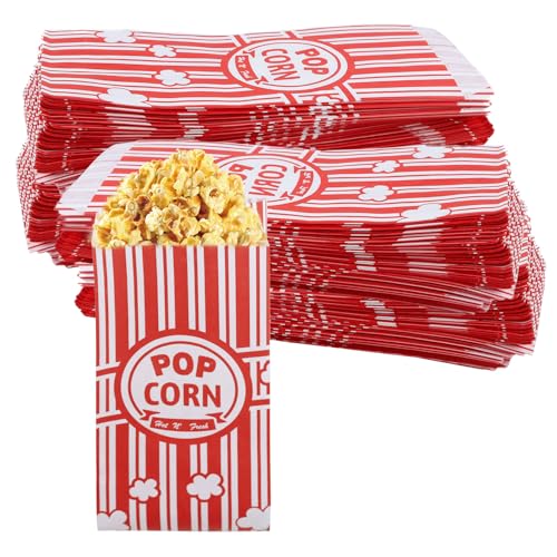 Popcorn Tüten Popcorntüten Kleine Mais Box Papiertüten Candy Tüte Partytüte Spitztüten Süßigkeiten Cone Tüte Rot Candy Bar Behälter Popcornmaschine Zubehör für Kino Party 200 Stück von FENGQQKJ