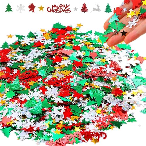 Weihnachtskonfetti Weihnachtsdekoration Christmas Snowflake Weihnachten Konfetti Frohe Weihnachten Konfetti Weihnachtsdekorationen 100g für Weihnachtsfeier Dekoration von FENGQQKJ