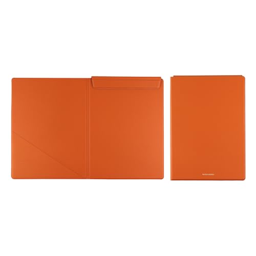 FENICE Magnetisches Klemmbrett im A4-Format mit Abdeckung, wasserdicht, Öko-PU-Leder, einfaches und klassisches Design (Orange, A4) von FENICE