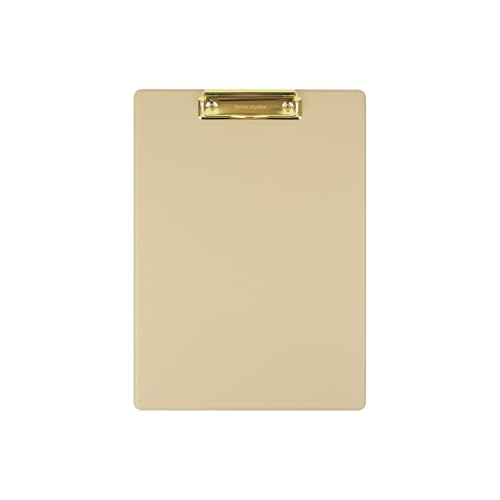 FENICE Professionelles Klemmbrett aus umweltfreundlichem PU-Leder mit goldfarbenem Metallclip, A4-Größe (Beige, A4) von FENICE