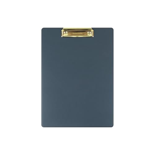 FENICE Professionelles Klemmbrett aus umweltfreundlichem PU-Leder mit goldfarbenem Metallclip, A4-Größe (Marineblau, A4) von FENICE