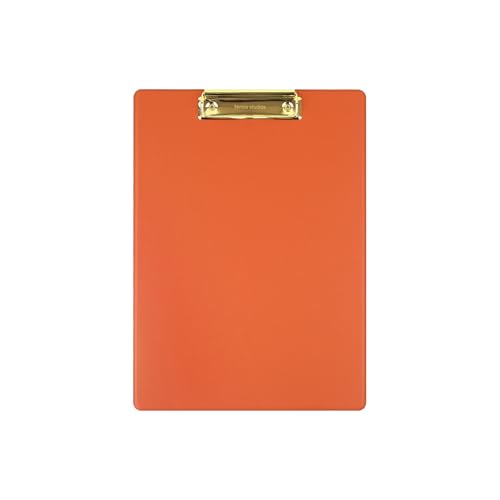 FENICE Professionelles Klemmbrett aus umweltfreundlichem PU-Leder mit goldfarbenem Metallclip, A4-Größe (Orange, A4) von FENICE