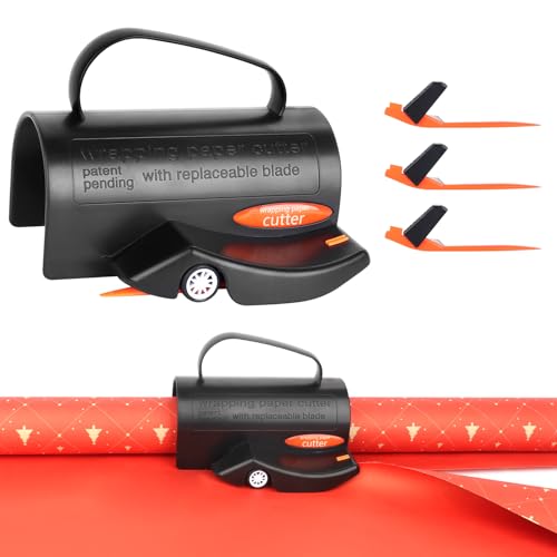 FENYW Geschenkpapier Schneider für Rollen, Weihnachten Geschenkpapier Cutter mit 3 Klingensätzen, Roll Papier Schneidegerät, Geschenkpapierschneider für Weihnachten Geburtstag, Halloween von FENYW