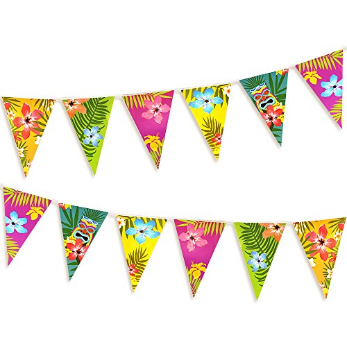 FEPITO 2 Stück Hawaiian Bunting Banner Total 6 Meter Luau Tropische Party Bunting von FEPITO