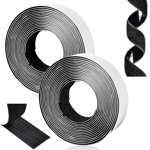 FERMAH Doppelseitiges Klettband, Klettband, 3 m x 2 cm, schwarz, doppelseitiges Klebeband, Haken und Schlaufe, starker Halt für DIY-Projekte (schwarz) von FERMAH