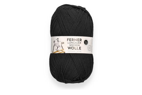 Ferner Wolle Lungauer Sockenwolle 6-fach Merino UNI 06 - Schwarz von FERNER WOLLE