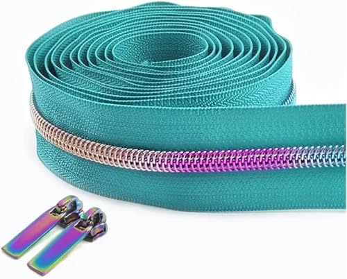 5# Nylon-Reißverschlussband 2 Meter mit 2 Reißverschlussschiebern, DIY-Nähreparaturset for Taschen, Kleidungsstücke, Geldbörsen, Accessoires – mehrere Farben, Spiralreißverschlüsse for Kleidung und Ku von FESINSO