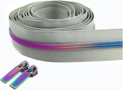 5# Nylon-Reißverschlussband 2 Meter mit 2 Reißverschlussschiebern, DIY-Nähreparaturset for Taschen, Kleidungsstücke, Geldbörsen, Accessoires – mehrere Farben, Spiralreißverschlüsse for Kleidung und Ku von FESINSO