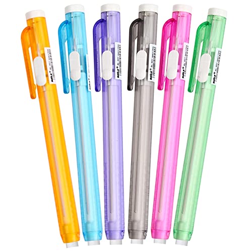 6 Stück Radiergummi Stift, Einziehbare Radiergummi Set Radiergummi Stift Nachfüllbar Radiergummi Kinder, Radiergummi für Studenten zum Schreiben von Künstlern zum Zeichnen, 6 Farben von FESSOSKO