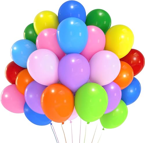 Luftballon 12 Zoll 30 cm - NATÜRLICHER LATEX | Folienballon Helium | Luftballon | Luftballon | Dekoration für Geburtstag, Taufe, Party (Mehrfarbig 100 Stück) von FESTYJOY