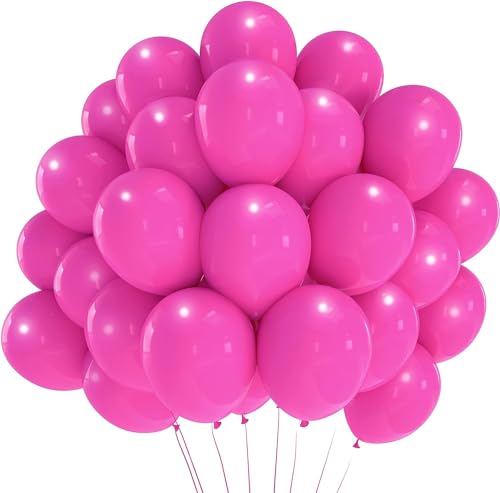 Luftballon 12 Zoll 30cm NATURLATEX | Folienballon Helium | Luftballon Luftballon | Luftballon für Geburtstag Taufe Fest Deko Geburtstag Taufe Fest (Fuchsia 50 Stück) von FESTYJOY