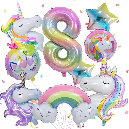 8 Geburtstag Deko, Luftballon 8. Geburtstag, Zahl 8 Folienballon, Geburtstagsdeko 8 Jahre Mädchen Ballon 8. Geburtstag Themen Ballons für 8. Mädchen Geburtstag Party von FEYG