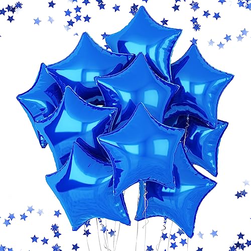 Blaue Sterne Luftballons, 18 Zoll Sterne Folienballons für Helium, 10 Stück Blaue Stern Geburtstagsballons für Geburtstagsfeier Abschluss Hochzeit Jubiläum Baby Shower Party Dekorationen von FEYG