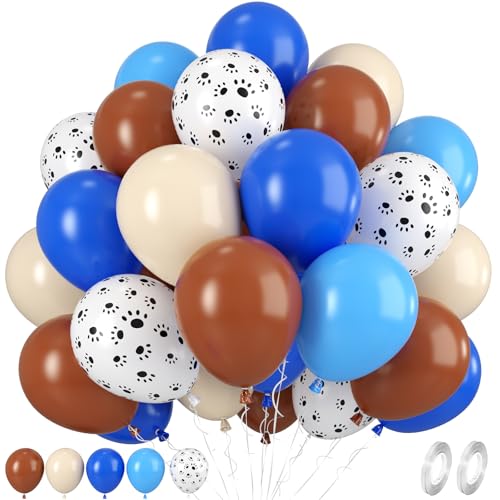 Hundepfoten Luftballons, 12 Zoll, 50 Stück, Hundepfoten Druckballons, 12 Zoll, blaubraune, cremefarbene Latexballons, weiße Pfotenballons für Kinder, Welpenpfoten Mottoparty, Babyparty von FEYG