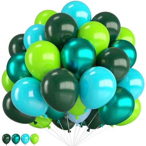 Luftballons Grün,12 Zoll Luftballons Grün Teal Ballons und Obst Grün Metallic Grün Dunkel grün Ballons,für Geburtstags Babyparty Hochzeit Verlobung Jahrestag Party Dschungel Safari Party Deko von FEYG