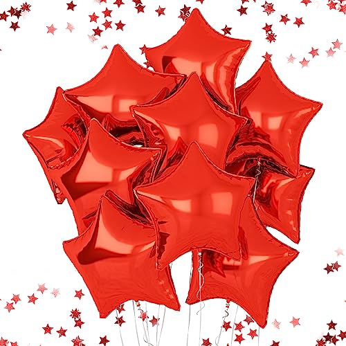 Roter Stern Luftballons, 18 Zoll Stern Folienballons für Helium, 10 Stück Rote Stern Geburtstag Ballons für Geburtstag Party Graduierung Baby Dusche Hochzeit Jahrestag Party Dekorationen von FEYG