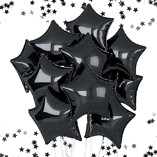 Schwarze Sterne Luftballons, 10 Stück, 18 Zoll Folienballons für Helium, Partydekorationen, Jubiläum, Abschlussfeier, Hochzeit, Babyparty, Halloween von FEYG