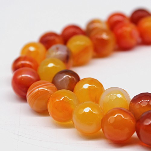 Natursteinperlen, facettiert, orangefarbene Streifen, Achat, rund, lose Perlen für Schmuckherstellung, DIY, Armband, Halskette (8 mm) von FFDZLOP