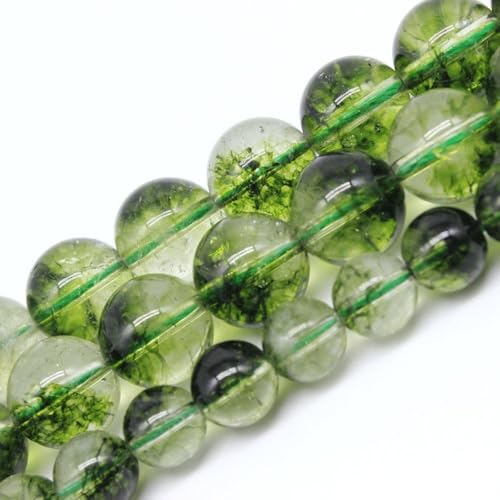 Natursteinperlen, grüner Geisterkristall, rund, lose Perlen für Schmuckherstellung, DIY, Armband, Halskette (10 mm) von FFDZLOP