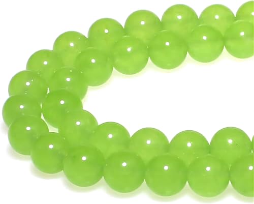 Steinperlen, 10 mm, rund, Fruchtgrün, Jade, lose Edelsteinperlen für Schmuckherstellung, Armband, Halskette, Ohrringe, Anhänger, 35 Stück von FFDZLOP