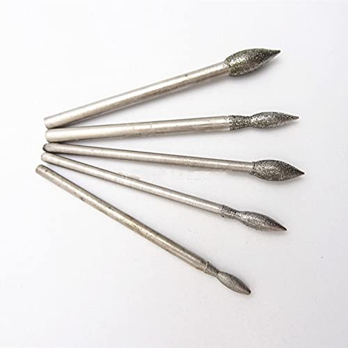 Diamant-Schleif- und Polierfräser Gravur-Bits, 5 Stück Olivennadel-Schleifköpfe, Kugelform, Nadel, Mikro-Schnitzmesser, Olivenstein, Schmuckschnitzerei, Olivenstift, Jade-Werkzeuge(30 (3mm Shank)) von FFENFRYOU