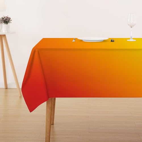 Tischdecke Abwaschbar Fleckschutz Mitteldecke 80x80 cm Klein Eckig Tischwäsche Wasserdicht Lotuseffekt Tischdecke Orange Gelb Grün Tischdecke Bunt Tischtuch für Küche, Esstisch, Couchtisch von FFFASFY