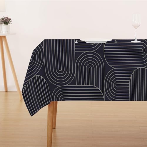 Tischdecke Abwaschbar Fleckschutz Mitteldecke 80x80 cm Klein Eckig Tischwäsche Wasserdicht Lotuseffekt Tischdecke Schwarz Weiß Tischdecke Geometrie Tischtuch für Küche, Esstisch, Couchtisch von FFFASFY