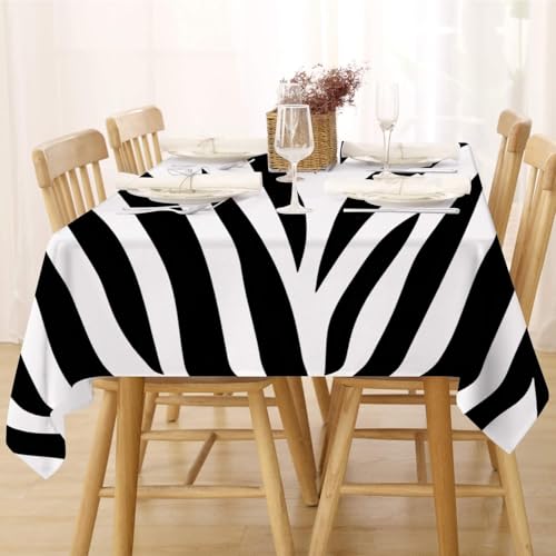 Tischdecke Abwaschbar Fleckschutz Mitteldecke 80x80 cm Klein Eckig Tischwäsche Wasserdicht Lotuseffekt Tischdecke Schwarz Weiß Tischdecke Zebra Druck Tischtuch für Küche, Esstisch, Couchtisch von FFFASFY