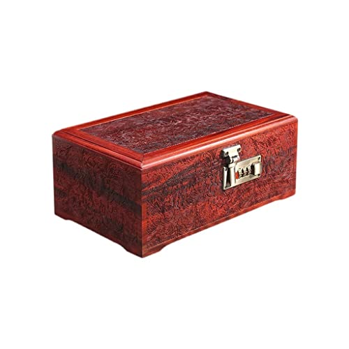 Box Organizer für Damen und Mädchen, Holz mit Code-Schloss und Spiegel, tragbare Schmuckschatulle für Ohrringe, Halsketten, Armbänder, Ringe, Ohrringe, Größe A von FFFSDQAAAAGTTY