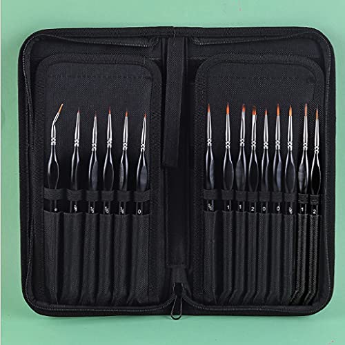 Schwarzes Ölfarben-Pinsel-Set, Aquarell, Gouache, Hakenlinie, fächerförmiger Stift, schwarzes Federmäppchen, 15 Ellenbogen-Nylon-Pinsel von FFFSDQAAAAGTTY