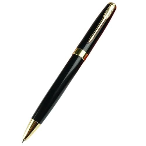 FFHDJL Metall-Kugelschreiber, schwarze Tinte, mittlere Spitze, 1,0 mm, glattes Schreiben, einziehbarer Kugelschreiber, Business-Signature-Stift (schwarz) von FFHDJL