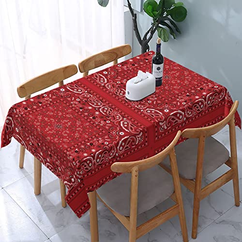 Tischdecke Buntes Bandana Rot Paisley Bandana Rechteck Polyester Waschbar Tischtuch Mit Staubdichtem Faltenbeständigem 137 x 183 cm von FFLSDR