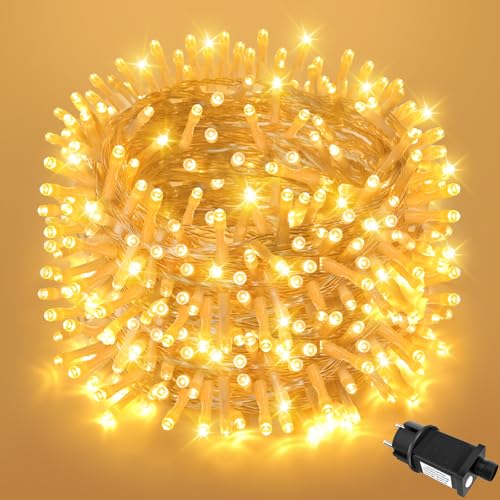 FFZZKJ 8 Modi Lichterkette Außen 20M 200 LED mit Stecker Lichterkette Outdoor Strom mit Timer IP44 Wasserdicht für Außen & Innen für Weihnachten, Hochzeit, Garten, Balkon, Zimmer Deko, Warmweiß von FFZZKJ