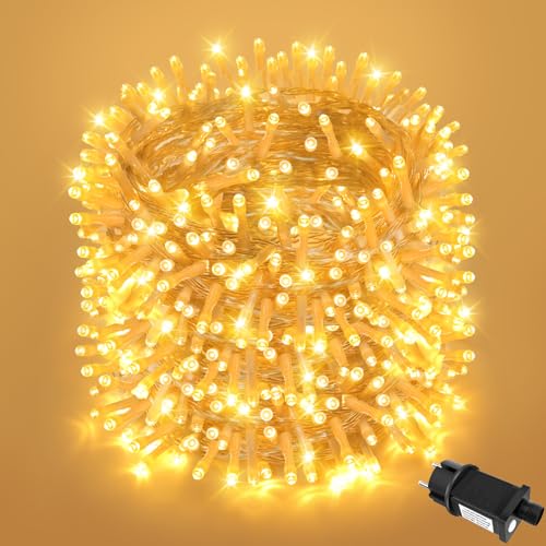 FFZZKJ 8 Modi Lichterkette Außen 40M 400 LED mit Stecker Lichterkette Outdoor Strom mit Timer IP44 Wasserdicht für Außen & Innen für Weihnachten, Hochzeit, Garten, Balkon, Zimmer Deko, Warmweiß von FFZZKJ