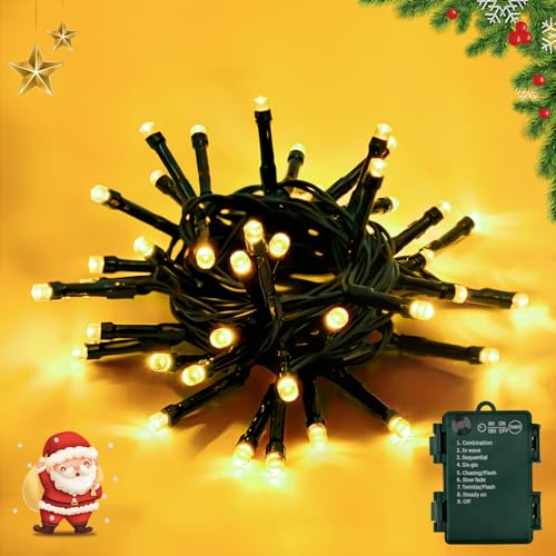 FFZZKJ 8 Modi Lichterkette Batterie Innen mit Timer, Lichterkette Kinderzimmer 3M 30 Led Lichterkette Außen Batterie für Weihnachten/Kleine Weihnachtsbaum, Warmweiß von FFZZKJ