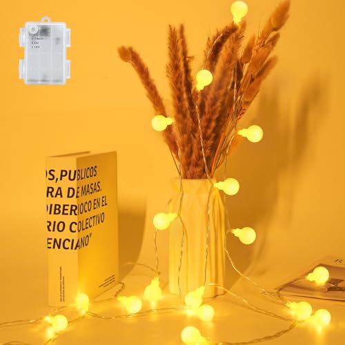 FFZZKJ Lichterkette Kugel für Kinderzimmer, Lichterkette Innen Außen mit Timer Batteriebetrieben für Weihnachten, 3M 20LED, Warmweiß von FFZZKJ