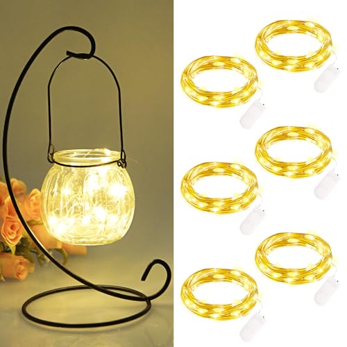 FFZZKJ Mini Lichterkette mit Batterie 6 Stück 2M 20 LED Lichterkette außen Batteriebetriebe Wasserdichte Lichterkette Innen für Zimmer, Home Deko, Geschenk Deko, Hochzeit Weihnachten Party, Warmweiß von FFZZKJ