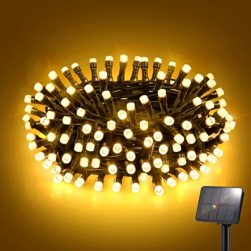 FFZZKJ Solar Lichterkette Aussen 5M 50LED Solarlichterkette Außen Wetterfest IP65 Wasserdicht Kupferdraht Outdoor für Garten Terrasse Baum Hof Party, Warmweiß von FFZZKJ