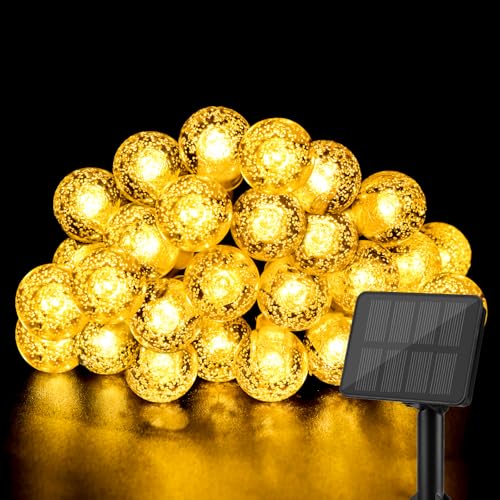 FFZZKJ Solarlichterkette Außen Wetterfest 7M 50LED Kristall Kugeln 8 Modi Solar Lichterkette Outdoor für Balkon, Camping, Garten, Terasse, Hochzeit, Partys Deko, Warmweiß von FFZZKJ