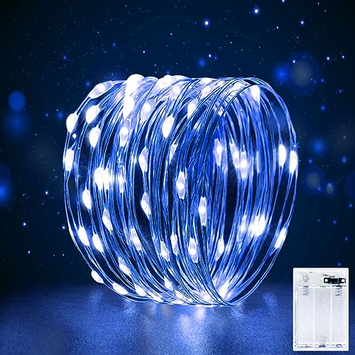 Mini LED Lichterkette Batterie 3M für Innen mit Timer Lichterkette Klein mit Batterie Draht für Hochzeit,Weihnachten,Party,Halloween,Schlafzimmer,Gift Deko, Blau von FFZZKJ