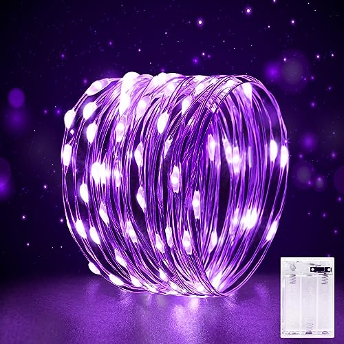 Mini LED Lichterkette Batterie 3M für Innen mit Timer Lichterkette Klein mit Batterie Draht für Hochzeit,Weihnachten,Party,Halloween,Schlafzimmer,Gift Deko, Lila von FFZZKJ